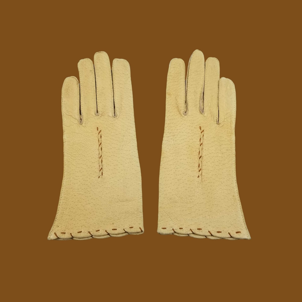 1960s Vintage Tan Pigskin Leather Gloves